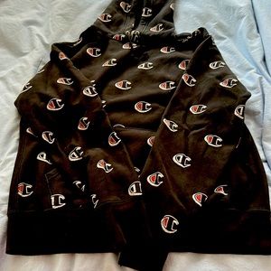 CHAMPION all over logo hoodie